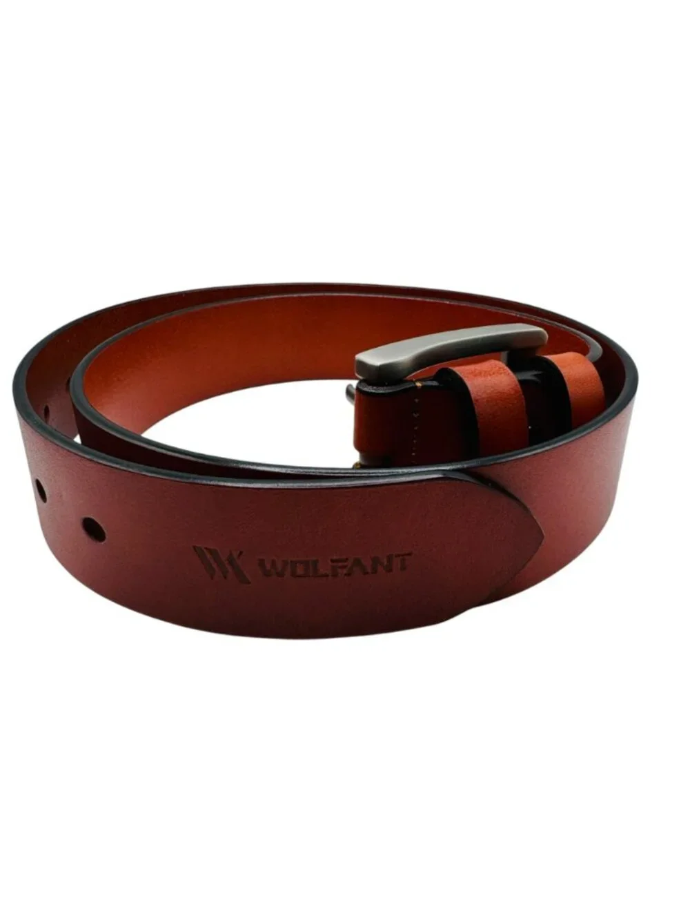 Wolfant Mens Genuine Leather Belt With Metal Buckle Adjustable 43 Inches Brown